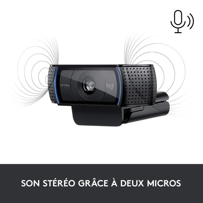 LOGITECH - Webcam HD Pro C920 Refresh - Microphone intégré - Idéal FaceTime et Skype - Noir