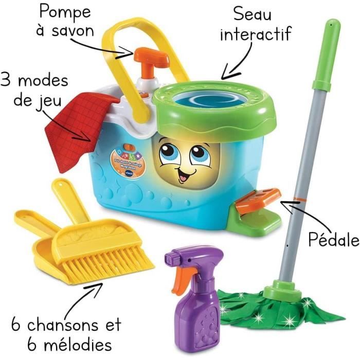 VTECH - 1,2,3 Imite-Moi - P'tit Chariot de Ménage Magi'clean - Jouet d'Imitation Enfant