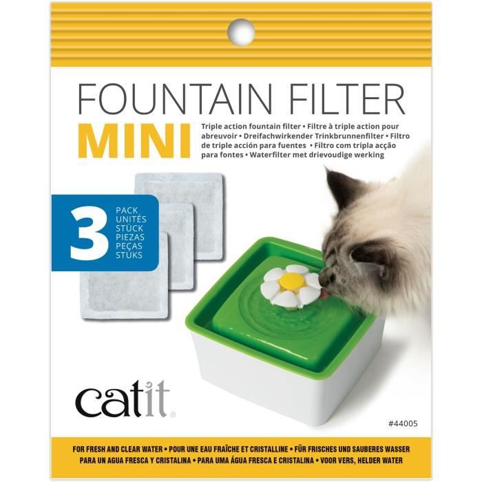 Filtre pour fontaine à eau pour chat à fleur mini - CATIT - Flower mini - Double action - 3 pièces