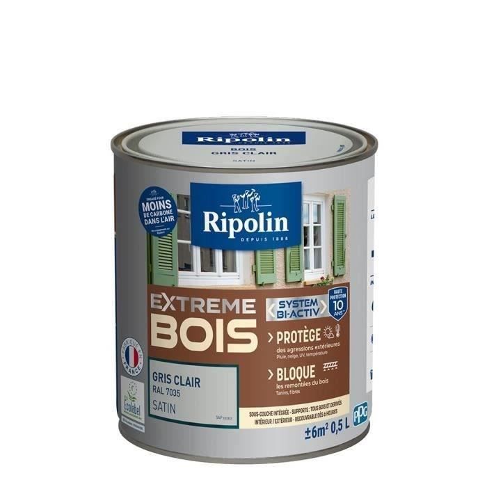 RIPOLIN Satin Wood Paint High Protection 10 years which Protects and Magnifies your Wood - Light gray