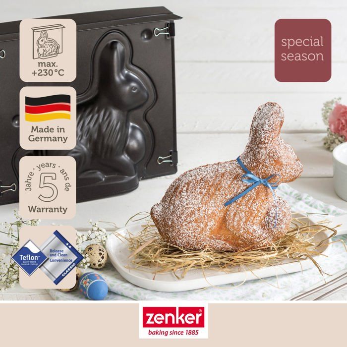 Image secondaire de Lot de 2 moules à gâteaux 3D - ZENKER - Forme de lapin de Pâques - 600 ml