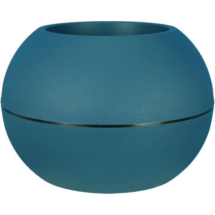 Fioriera rotonda RIVIERA GRANIT BOULE - Plastica - Diametro 50 cm - Blu