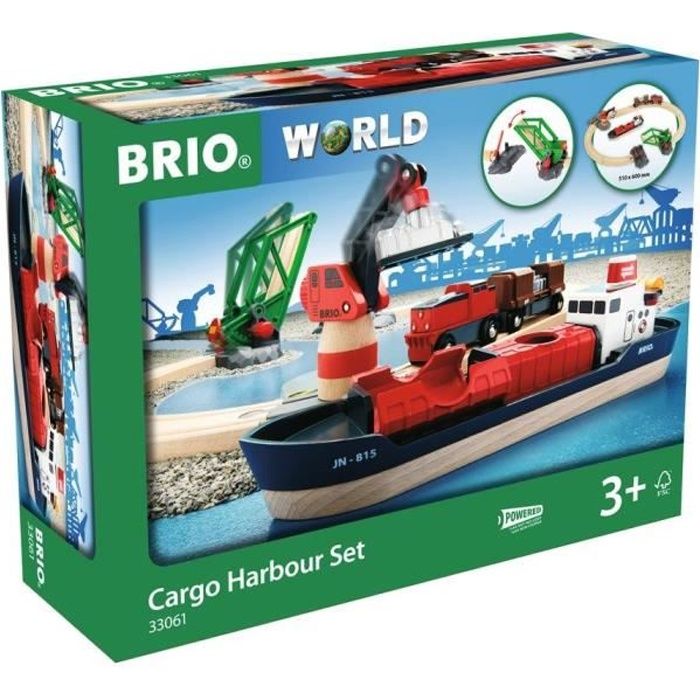 Brio World Circuit d'Activites Portuaires - Coffret complet 16 pieces - Circuit de train en bois - Ravensburger - Des 3 ans - 33061