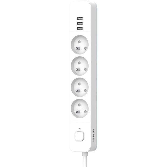 Image secondaire de Multiprise - QUARX - 4 prises - Avec 3 ports USB, câble 1,5m