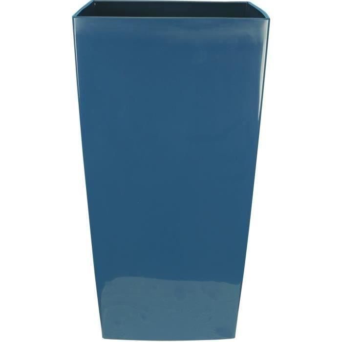 Fioriera quadrata RIVIERA NUANCE - Plastica - L38xP38xH69 cm - Blu