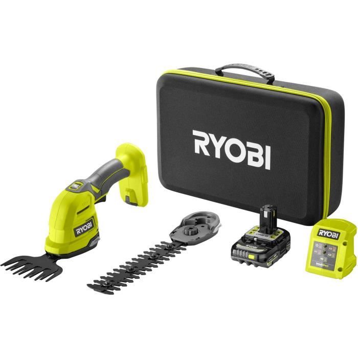 Tijera para c�sped - escultor de plantas 18V RY18GSA-0 + 1 litio+ bater�a 18V 2.0 Ah y 1 cargador 1.5 A + Estuche de almacenamiento