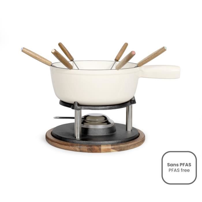Service a fondue tradition - LIVOO - MEN426C - 2,6L - 6 personnes - Fonte émaillée - 6 fourchettes - Caquelon compatible tous fe