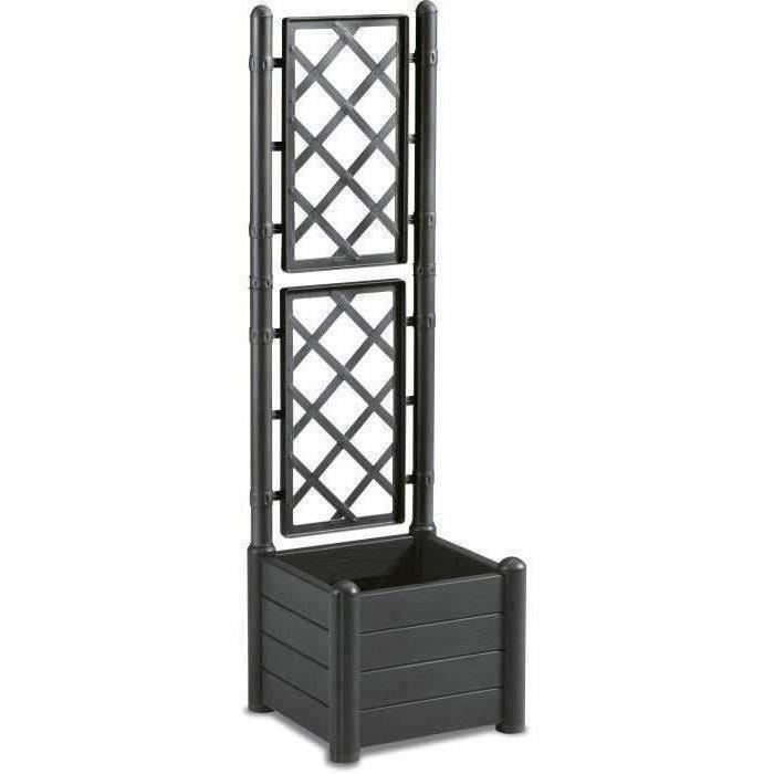 Fioriera quadrata con traliccio ITALIA - 30L - Plastica - Antracite