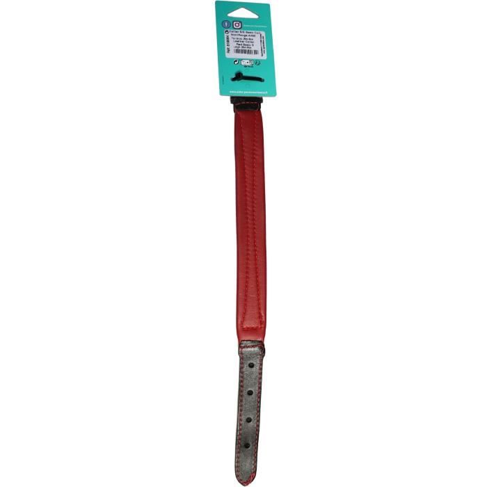 Image secondaire de Collier pour chien - AIME - Basic cuir - Cuir vache / agneau - Taille L 43-52 cm - Noir / Rouge