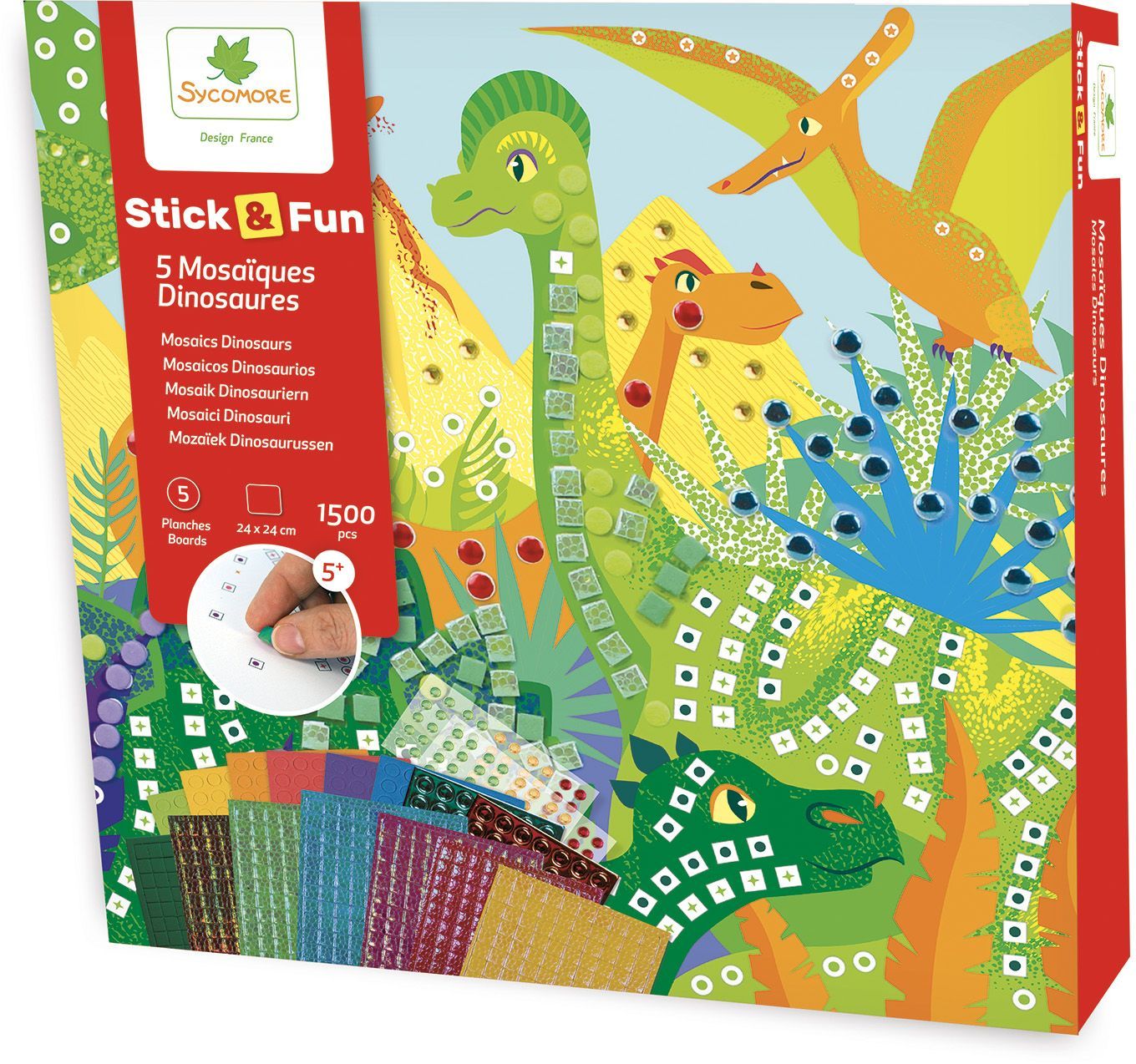 Coffret Stick'N Fun Dinosaures - Jeu de Mosaïque SYCOMORE pour Enfants