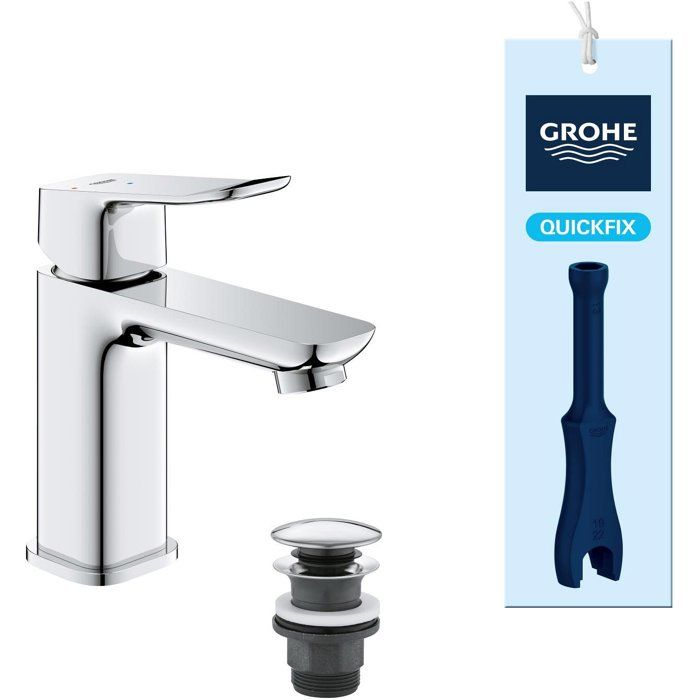 Mitigeur de lavabo GROHE DICE Taille S en Chrome avec vidage clic-clac