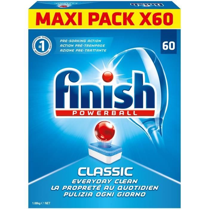FINISH NY9 Paquet de 60 tablettes pour lave-vaisselle - Powerball Classic