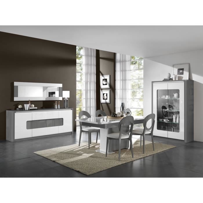 ALBEA Enfilade - Blanc et gris - 4 portes + 1 tiroir - BELLINI - L 220 x P 46 x H 90 cm