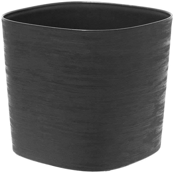 Vaso con riserva d'acqua - GARDEN ID Respect - Nero-Anth 20 x 20 cm - 100% rifiuti domestici - 100% riciclabile - Superficie strutturata.