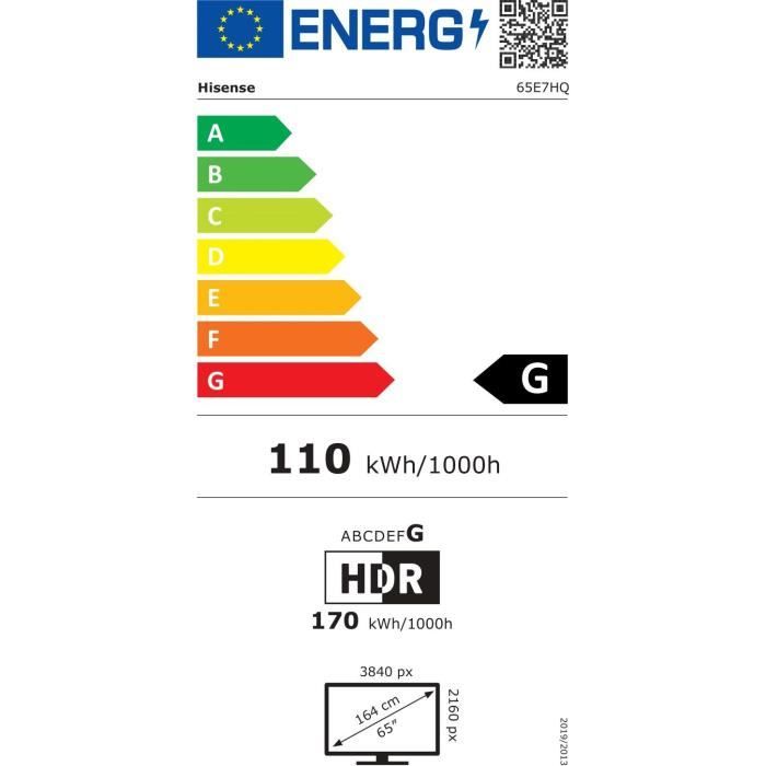 HISENSE 65E7HQ - TV QLED UHD 4K - 65 (164cm) - Smart TV - Dolby Vision - 3 x HDMI 2.1 - 2 x USB