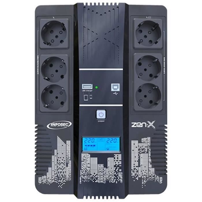 Onduleur 600 VA - INFOSEC - Zen-X 600 - Line Interactive - 6 prises FR/SCHUKO - 66070