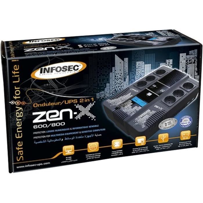 Onduleur 600 VA - INFOSEC - Zen-X 600 - Line Interactive - 6 prises FR/SCHUKO - 66070