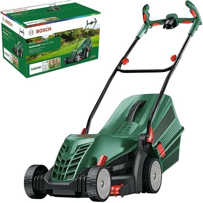 Cortac�sped con cable Bosch UniversalRotak 37-555 (motor de 1400 W, ancho de corte de 37 cm, dep�sito de recogida de 40 litros)