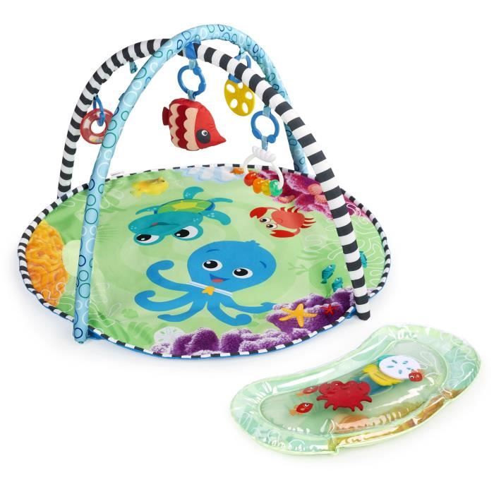 BABY EINSTEIN Tapis d'éveil Océan - 2 en 1 avec coussin d'eau gonflable - 52 x 80 x 80 cm - Multicolore - Des la naissance