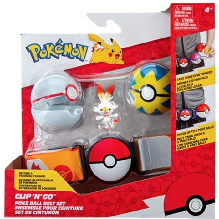 Ceinture Clip 'N' Go BANDAI - Pokémon - 1 ceinture, 1 Quick Ball, 1 Premier Ball et 1 figurine 5 cm Flambino