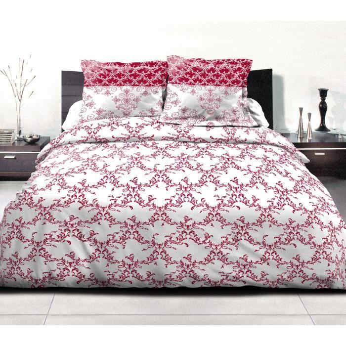 Set copripiumino 240x260 cm HOME LINGE PASSION FRISE: Copripiumino + 2 federe - 100% Cotone 57 fili - Bordeaux