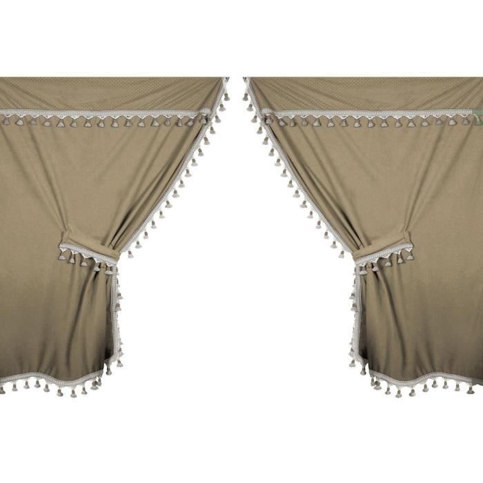 Set de Rideau Premiere pour Camion en Microfibre Beige 9 Pieces