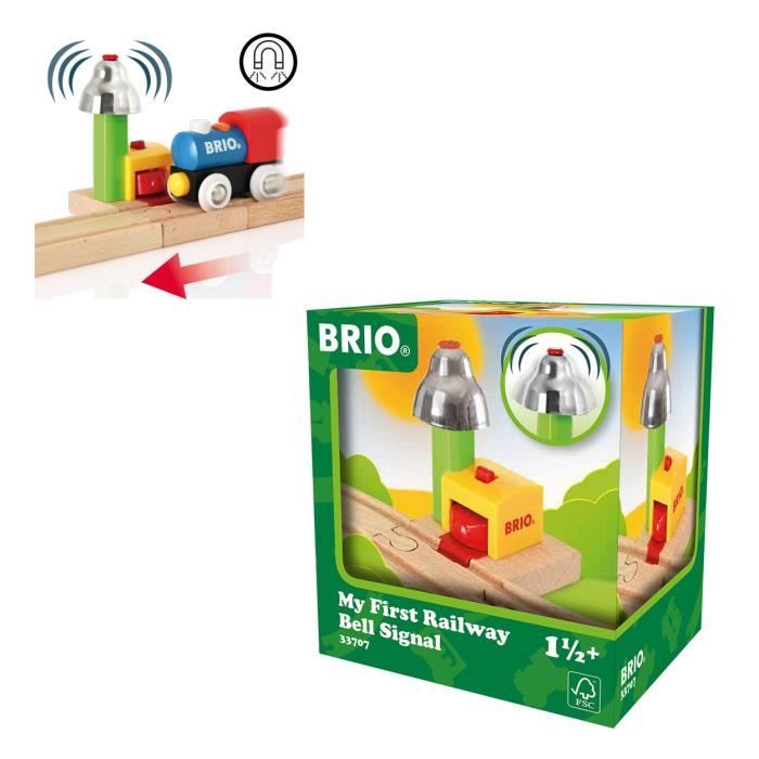 Brio Mon Premier Signal Cloche Magnétique  - Accessoire pour circuit de train en bois - Ravensburger - Des 18 mois - 33707