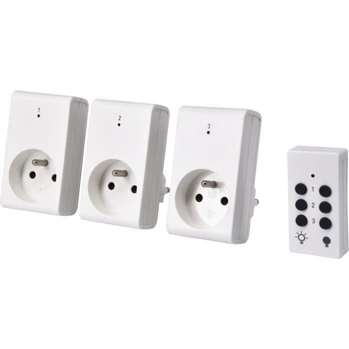 Kit 3 prese telecomandate + Telecomando - GAO - 230 V - Bianco