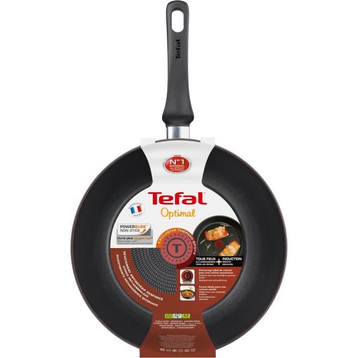 TEFAL OPTIMAL Poele wok - induction -  28 cm - marron