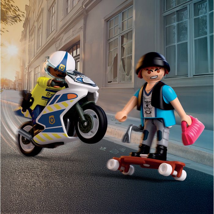 Image secondaire de Course-poursuite en moto Playmobil