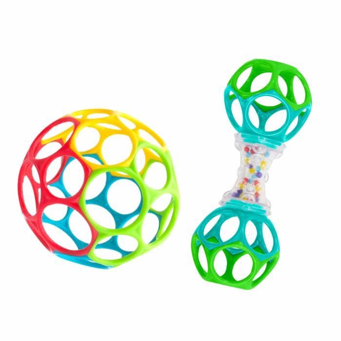 Image secondaire de BRIGHT STARS Coffret cadeau de naissance O'Ball avec 2 jouets bébé: un hochet et une O Ball Classique rouge, jaune bleu et vert