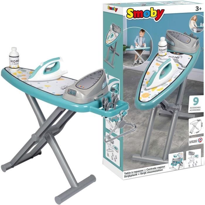 Smoby - Asse da stiro con stazione vapore + 9 accessori - Giochi di imitazione per la casa - H48 cm - Prodotto in Francia - Dai 3 anni