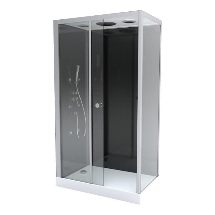 Cabine de douche hydromassante avec porte coulissante Saona - Verre sécurit 6 mm - 110 x 80 x 230 cm