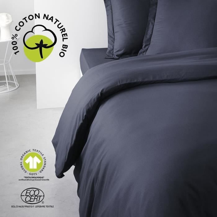 Parure de lit - TODAY - 240 x 260 cm - Coton 100% - Organic Navy - GOTS certifié
