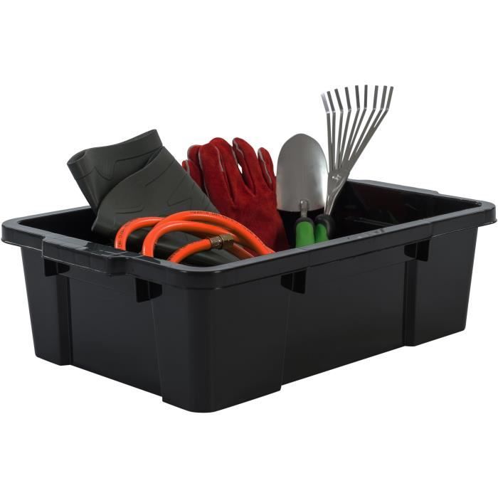 IRIS OHYAMA Lot de 3 boîtes de rangement avec fermeture clic - Power Box - SK-230 - Plastique - Noir - 25 L - 59 x 38, 5 x 18 cm