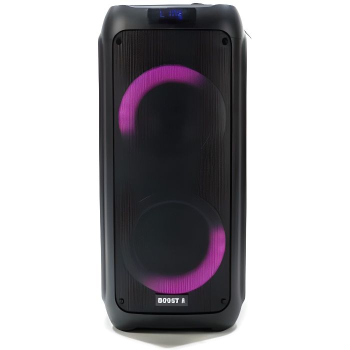 BOOST Enceinte Active Autonome avec Bluetooth 2x 16 cm, USB, TF, AUX, TWS, Batterie & effet lumineux