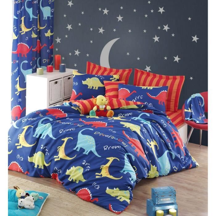 Parure de lit - 1 housse de couette 220 x 240 cm + 2 taies d'oreiller 60 x 60 cm - 65% coton, 35% polyester - Bleu