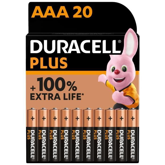 Duracell Plus Piles alcalines AAA, 1.5V LR03 MN2400, paquet de 20