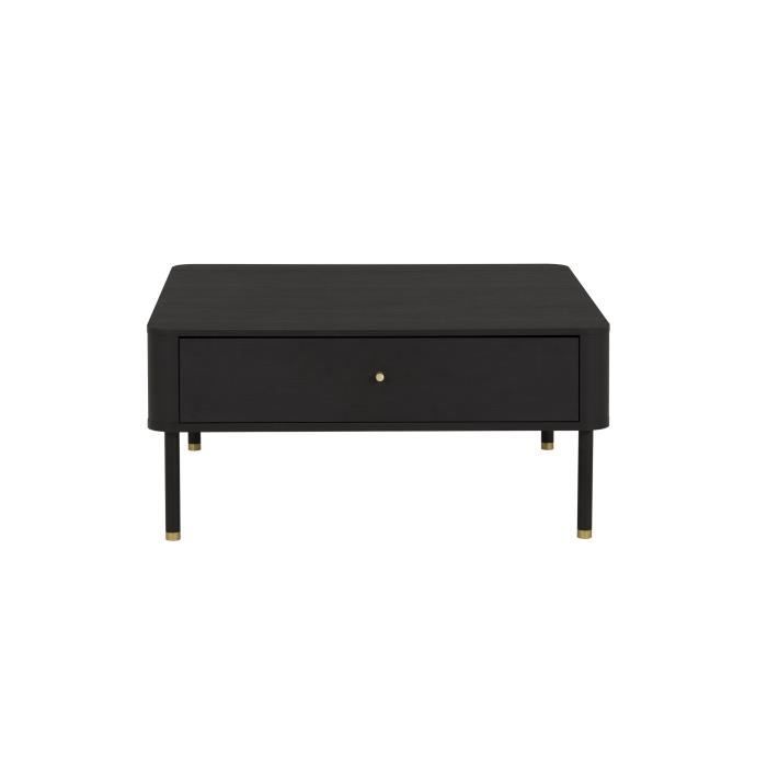 GAMI Table basse carée 1 tiroir - Décor noir - L 87 x P 87 x H 41 - FERREL