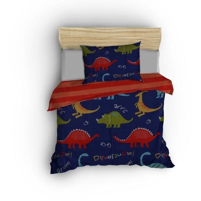 Image secondaire de Parure de lit - 1 housse de couette 220 x 240 cm + 2 taies d'oreiller 60 x 60 cm - 65% coton, 35% polyester - Bleu