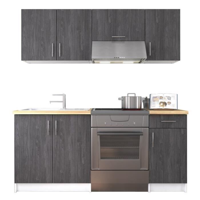 OBI Cuisine complete L 180 cm - Décor teck marine mat