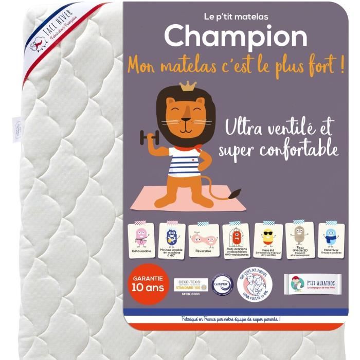 P'TIT ALBATROS Matelas ultra-ventilé Champion - 70 x 140 cm