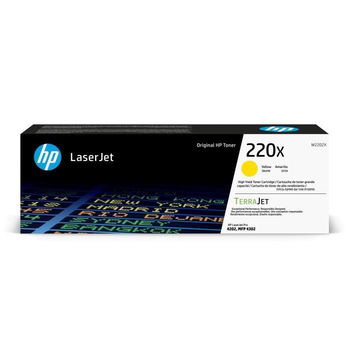 Cartuccia toner giallo ad alta capacità originale HP 220X (W2202X) per HP LaserJet Pro 4202/4302