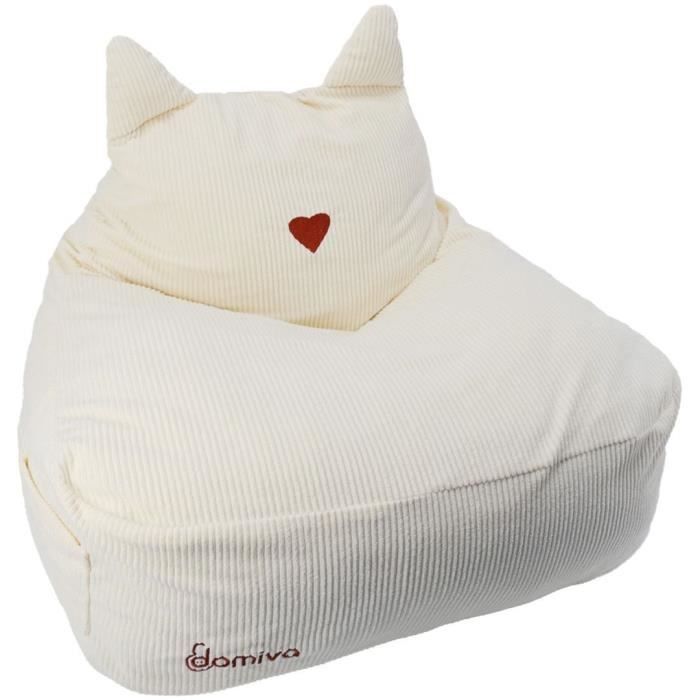 Pouf - DOMIVA - Honey Moon - Velours côtelé - Doux et moelleux - Oreilles de félin