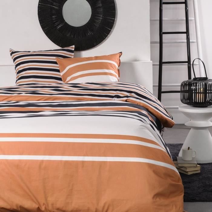 Completo letto matrimoniale -TODAY - 240x200 cm - 100% Cotone - Arancione, Nero e Bianco