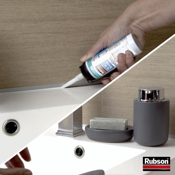 Image secondaire de Mastic sanitaires - RUBSON - 2716027 - Joint - Facile - Salle de bain saine - Mastic - Translucide - 200ml
