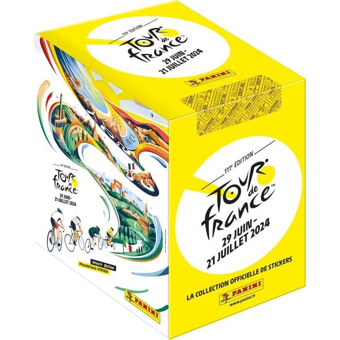 Scatola di adesivi - PANINI - Collezione ufficiale Tour de France 2024 - Contiene 36 buste da 5 adesivi