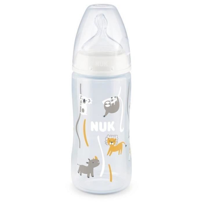 NUK Biberon Serenity+ - Col large - Contrôle de température - 300 ml - 0-6 mois - Koala