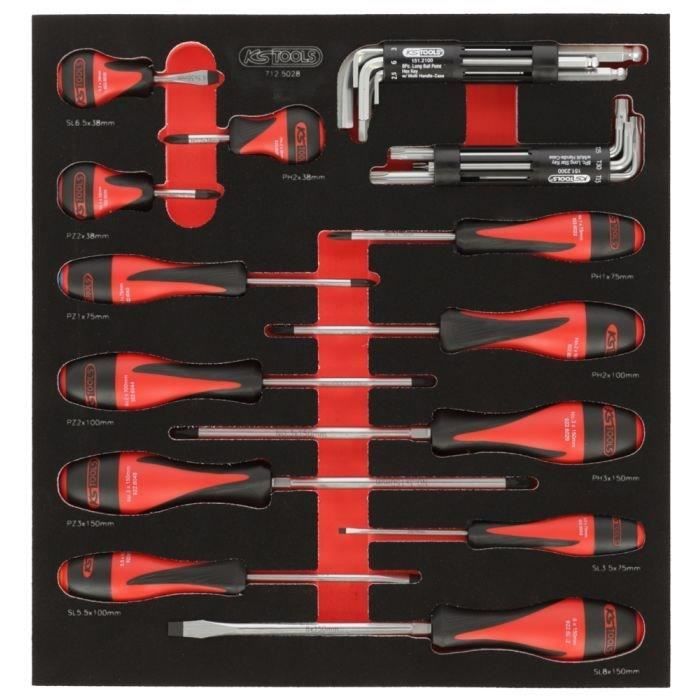 M�dulo - KS TOOLS - 714.0158 - Juego de herramientas de 3 cajones - Para carro - 158 piezas