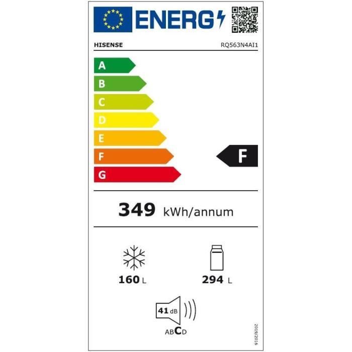 Réfrigérateur combiné HISENSE - RQ563N4AI1 - multiportes - 454 L - l70 X L79 X H181cm - Métal Brillant